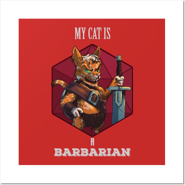 RPG Cat Barbarian Wall Art by Carlos CD